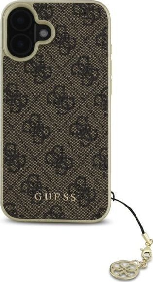 Mbulesë telefoni Guess 4G Charms, për iPhone 16 Plus 6.7", lëkurë ekologjike, kafe