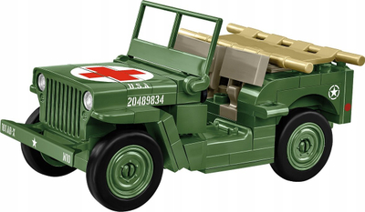 Set ndërtimi Cobi Historical Collection WWII Jeep Willys MB Medical, 1:35, me figurë doktori, shumëngjyrësh