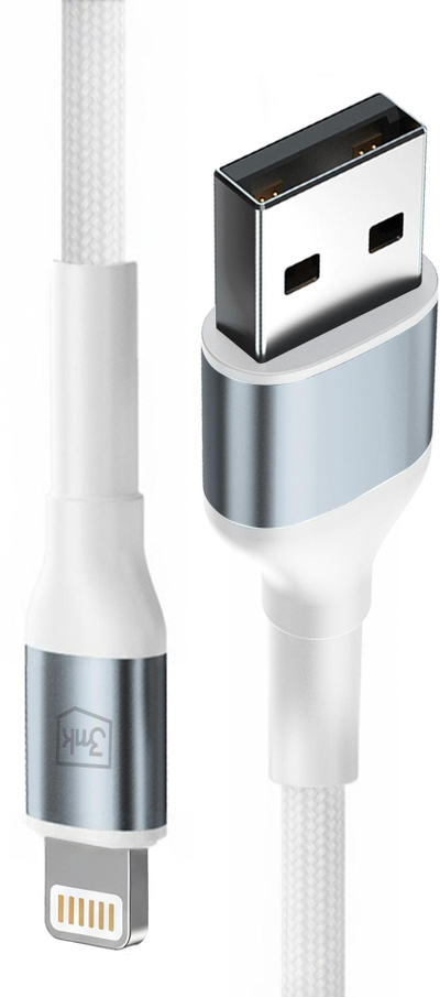Kabull USB 3MK Hyper Cable N-SERIES, USB A në Lightning, 2m, 12W, i bardhë