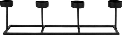 Mbajtëse për qirinj tealight, metal, 4 vende, e zezë