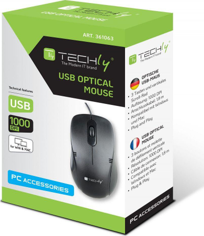 Maus Techly IM, me kabllo, USB, i zi