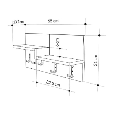 Varëse paradhome me raft Nyda 65x13,2x31Hcm (HM18079.01), bardhë