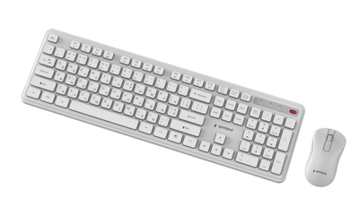 Set tastiere dhe mausi Gembird Slim Pro, wireless, layout RU, i bardhë
