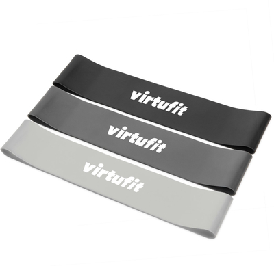 Shirita rezistence VirtuFit Mini, set 3 copë, latex, gri
