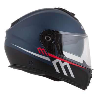Kaskë moto CASSIDA Modulo 2.1 Compass 2026, flip up, Pinlock ready, blu mat perlë e zezë argjendtë e kuqe