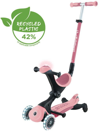 Trotinet për fëmijë Globber Go Up Deluxe Lights, 3 në 1, rrota me drita LED, rozë
