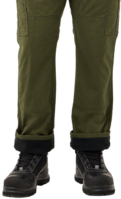 Pantallona cargo Carhartt Ripstop Fleece, W34 L34, material i trashë, jeshile e errët