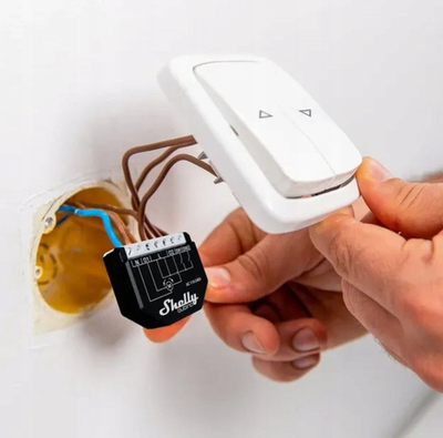 Modul roletash Shelly Qubino Wave Shutter, Z Wave, 2 kanale, i zi e bardhë