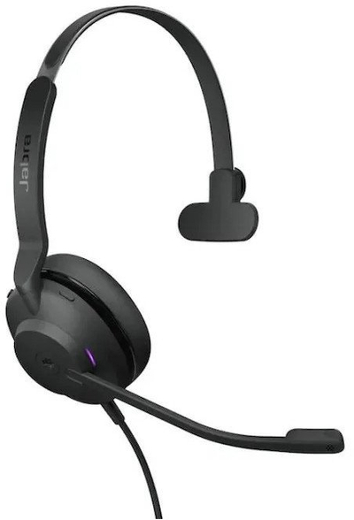 Kаблирани моно слушалки Jabra Evolve2 30 SE UC, USB-C и USB-A, црна боја