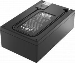 Karikues dykanalësh për kamera Newell FDL-USB-C, për bateri NP-BX1, me ekran LCD, ngjyrë e zezë