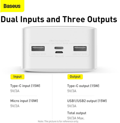 Powerbank me ekran dixhital Baseus Bipow, 30000mAh, 15W, i bardhë