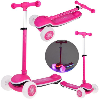 Trotinet Jokomisiada Scooter 3, 3 rrota, drita LED dhe muzikë, rozë