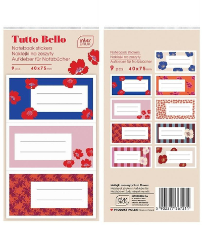 Stickerë dekorativë INTERDRUK TUTTO BELLO, set 9 copë, 40x75 mm, shumëngjyrëshe