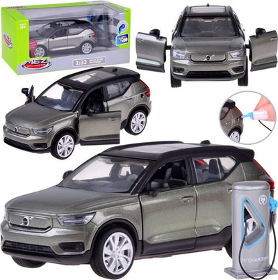 Lodër makinë metalike Volvo XC40, 1:32, drita dhe zë, khaki metalike