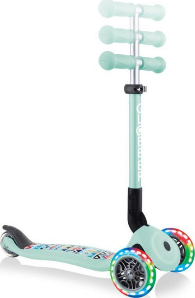 Trotinet për kalamoj Globber Foldable Scooter, 3 rrota, rrota me drita LED, mint