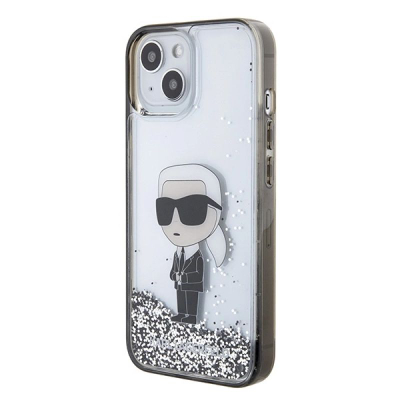 Kapak telefoni Karl Lagerfeld KLHCP15SLKKNSK, për iPhone 15 6.1", Liquid Glitter, transparent
