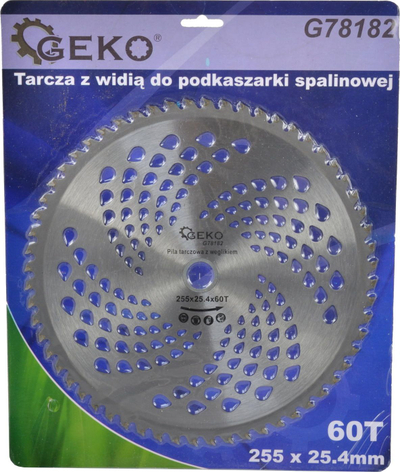 Сечачки диск GEKO, карбид волфрам, 255 mm 60T, отвор 25.4 mm