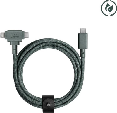 Kabllo karikimi Native Union Belt Cable Duo, USB-C në USB-C + Lightning, 1.5 m, 60 W, gri