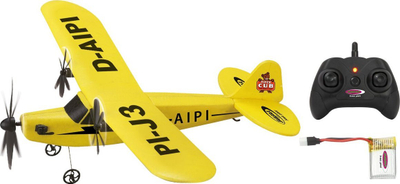 Aeroplan me telekomandë Jamara Piper J3-CUB, 2.4 GHz, Gyro 2CH, i verdhë