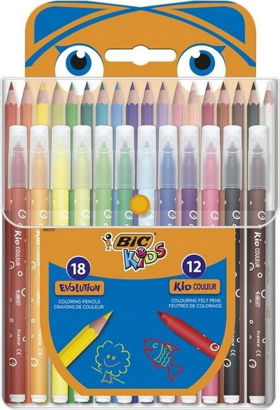 Set BIC Kids Evolution lapsa me ngjyra 18 copë + Kid Couleur markera 12 copë