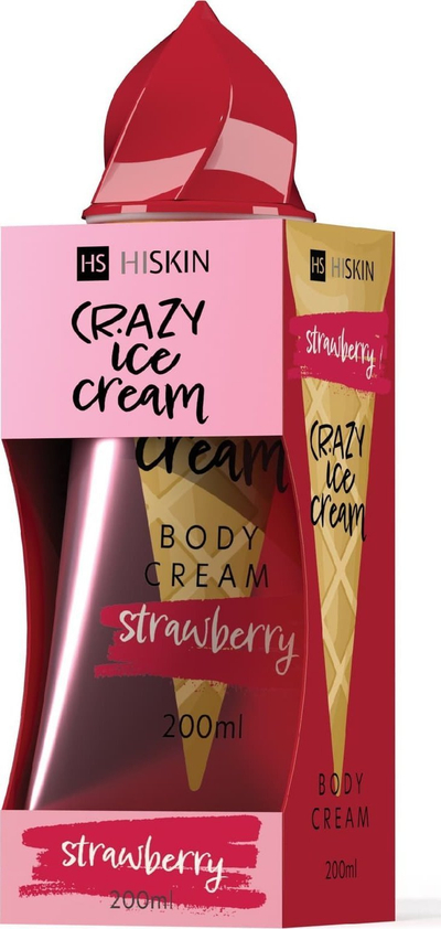 Krem trupi HiSkin Crazy Ice Cream Strawberry, 200 ml, me erë luleshtrydhe