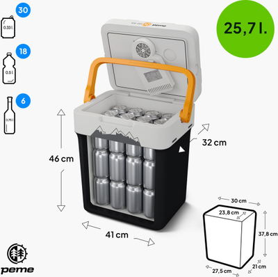 Frigorifer udhëtimi Peme Essential 32 Adventure, 25.7L, 12V AC DC, portokalli