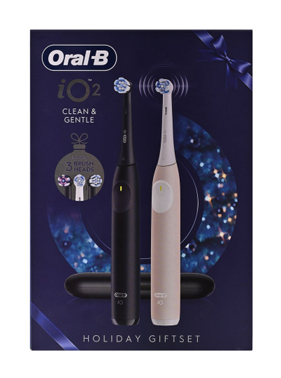 Furçë dhëmbësh elektrike Oral B iO Series 2 Gift Edition, 2 doreza, Night Black dhe Calm Pink