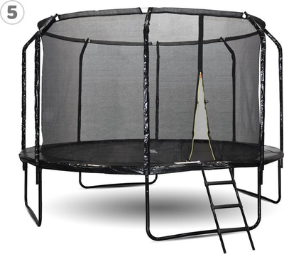 Trampolinë kopshti SkyFlyer 12FT 366cm, me rrjetë sigurie, me shkallë, jeshile