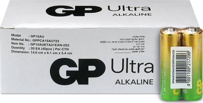 Bateri alkaline GP Ultra G Tech AA LR6, 1.5V, pako me 40 copë