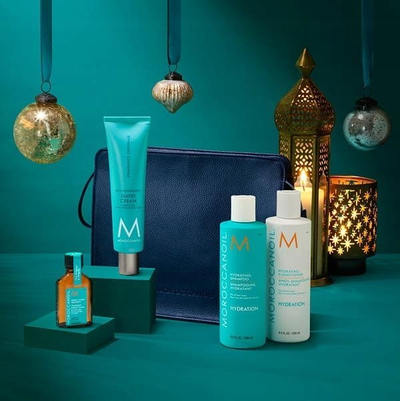 Set dhurate Moroccanoil Hydrating, shampo balsam vaj flokësh krem duarsh, hidratues, me ngjyra
