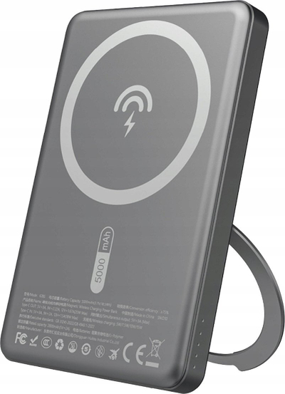 Портабилен полнач Dudao K28S, 5000mAh, 20W PD MagSafe со држач, сив