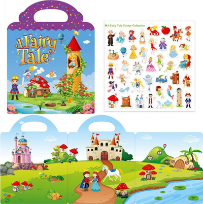 Libër me ngjitëse Askato Sticker Book Fairy Tale, format i madh 31 x 70.5 cm, për kalamaj 3+, shumëngjyrësh