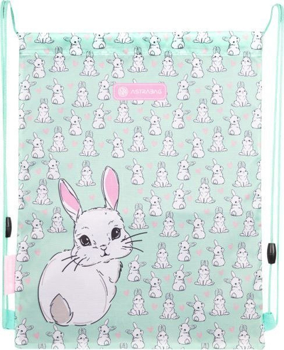 Çantë këpucësh Astra Lovely Bunny, me kordelë, mint