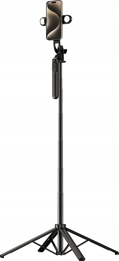 Selfie stick dhe tripod WH181D Y1S, 1.75 m, drita LED dyshe, i zi