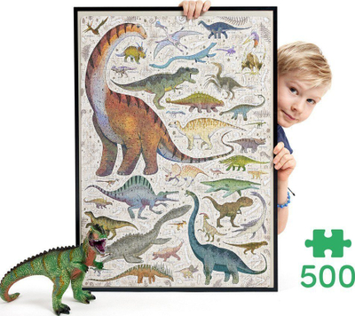 Puzzle CzuCzu Puzzlove Dinozaurë, 500 copa, edukativ, shumëngjyrësh