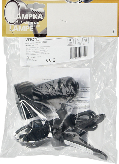 Llampë tavoline ViRONE Kelly DL 9/B, kapëse, 40W E14, e zezë