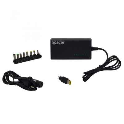 Karikues universal për laptop Spacer SPAL-LAP-UNIV, 96W, 9 konektorë, i zi