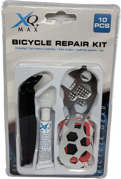 Set riparimi biçiklete XQ Max, 10 pjesë, leva goma dhe arna, i zi