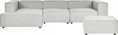 Divan këndor Beliani APRICA, 3 ulëse, modular me ottoman, gri