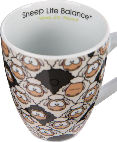 Filxhan porcelani Nici Sheep Life Balance, 310 ml, me qengja, bardh e zi