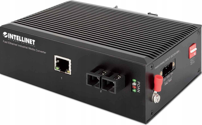 Konvertues rrjeti Intellinet Fast Ethernet Industrial, 100Base-TX në 100Base-FX, single-mode, i zi
