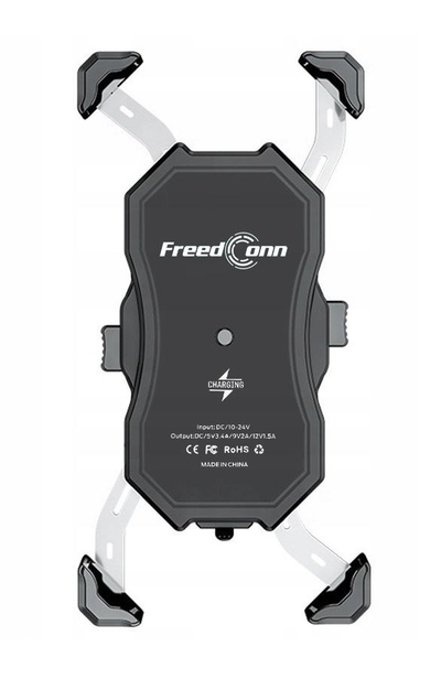 Mbajtës telefoni për motor FreedConn MC1W, karikues wireless 15W, USB, i zi