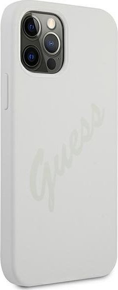 Kllëf telefoni Guess Silicone Vintage për iPhone 12 12 Pro, silikoni, backcover, gri