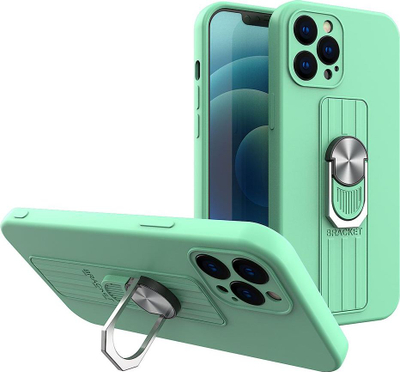 Kllëf telefoni për iPhone 13, silikon i fortë, unazë 360°, ngjyrë mint
