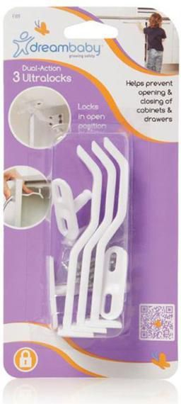Mbyllëse mbrojtëse për dollapë DREAMBABY ULTRA LOCK, 3 copë, të bardha