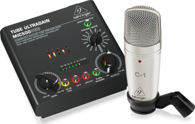 Сет студио за звук Behringer C-1 MIC500USB, USB преамп, кондензаторски микрофон, сребрен