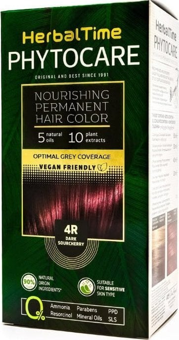 Ngjyrë flokësh Herbal Time Natural Hair Dye 4R Dark Sourcherry, pa amoniak, 130 ml