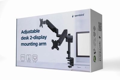 Mbajtëse Monitori Gembird MA-DA2P-01, 17-32", 9kg, VESA 100x100, e zezë