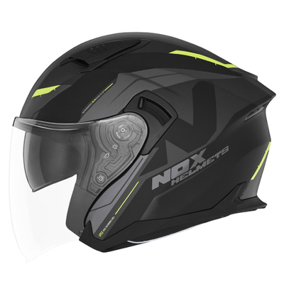Helmetë jet motoçiklete Nox N130 Klint, polikarbonat, vizor kundër UV, e zezë