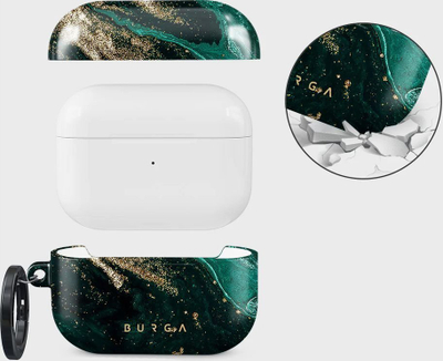 Mbulesë BURGA Emerald Pool për AirPods Pro 2, me karabinë, jeshile me të artë